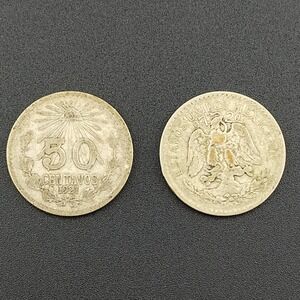 Collectible two .720 silver 50 centavos 1920 & 1921 Vintage